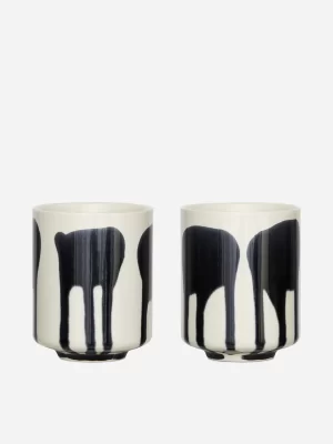 Accessoires De Table | Tasses-ARKET Lot de 2 tasses en grès Blanc/Bleu foncé