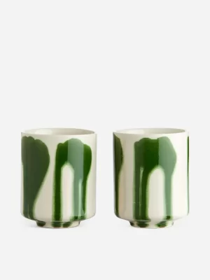 Accessoires De Table | Tasses-ARKET Lot de 2 tasses en grès Éclaboussures Vertes