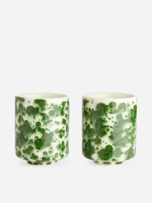 Accessoires De Table | Tasses-ARKET Lot de 2 tasses en grès Blanc cassé/Vert
