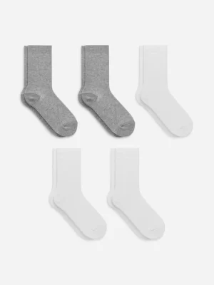 Chaussettes-ARKET Lot de 5 paires de chaussettes côtelées en coton Blanc/Gris