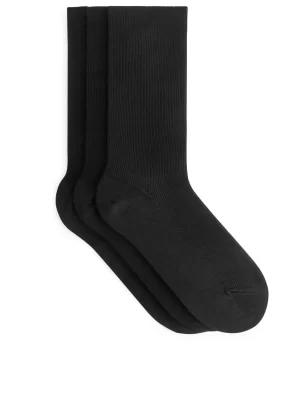 Chaussettes-ARKET Lot de 3 paires de chaussettes en coton mercerisé Noir
