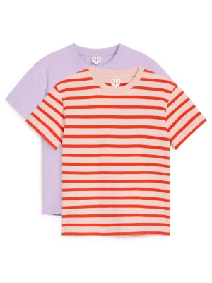 Hauts | Hauts-ARKET Lot de 2 t-shirts col rond Mauve/Rouge