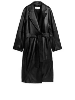 Manteaux Et Vestes-ARKET Manteau en cuir ceinturé Noir
