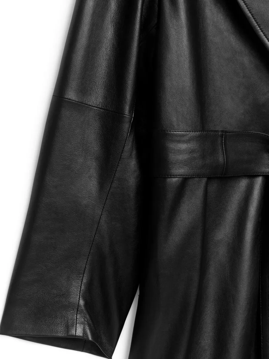 Manteaux Et Vestes-ARKET Manteau en cuir ceinturé Noir