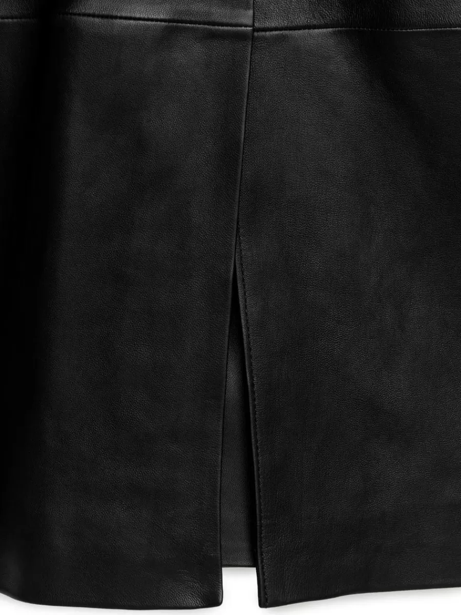 Manteaux Et Vestes-ARKET Manteau en cuir ceinturé Noir