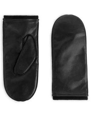 Bonnets Et Gants-ARKET Moufles en cuir doublées Noir