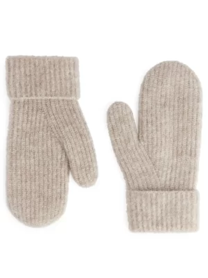 Bonnets Et Gants-ARKET Moufles en mélange de laine et d'alpaga Beige chiné