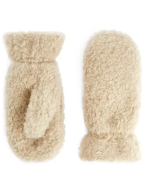 Bonnets Et Gants-ARKET Moufles rembourrées en peluche Beige