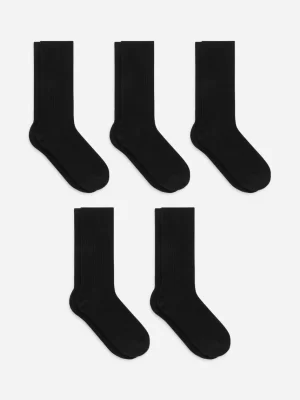 Chaussettes-ARKET 5 paires de chaussettes en coton côtelé Supima Black