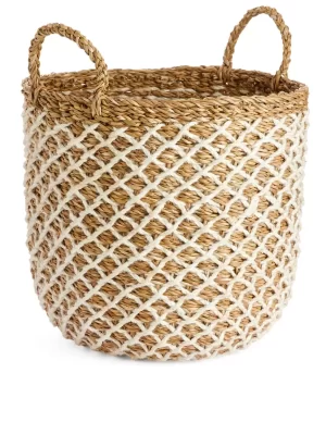 Température De Conservation | Température De Conservation-ARKET Panier de rangement de taille moyenne Beige/Blanc cassé