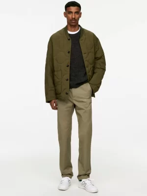Pantalons-ARKET Pantalon chino slim en stretch Vert kaki