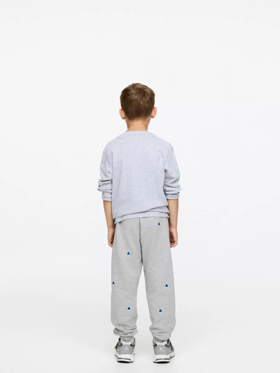 Pantalons | Pantalons-ARKET Pantalon de survêtement brodé Gris chiné