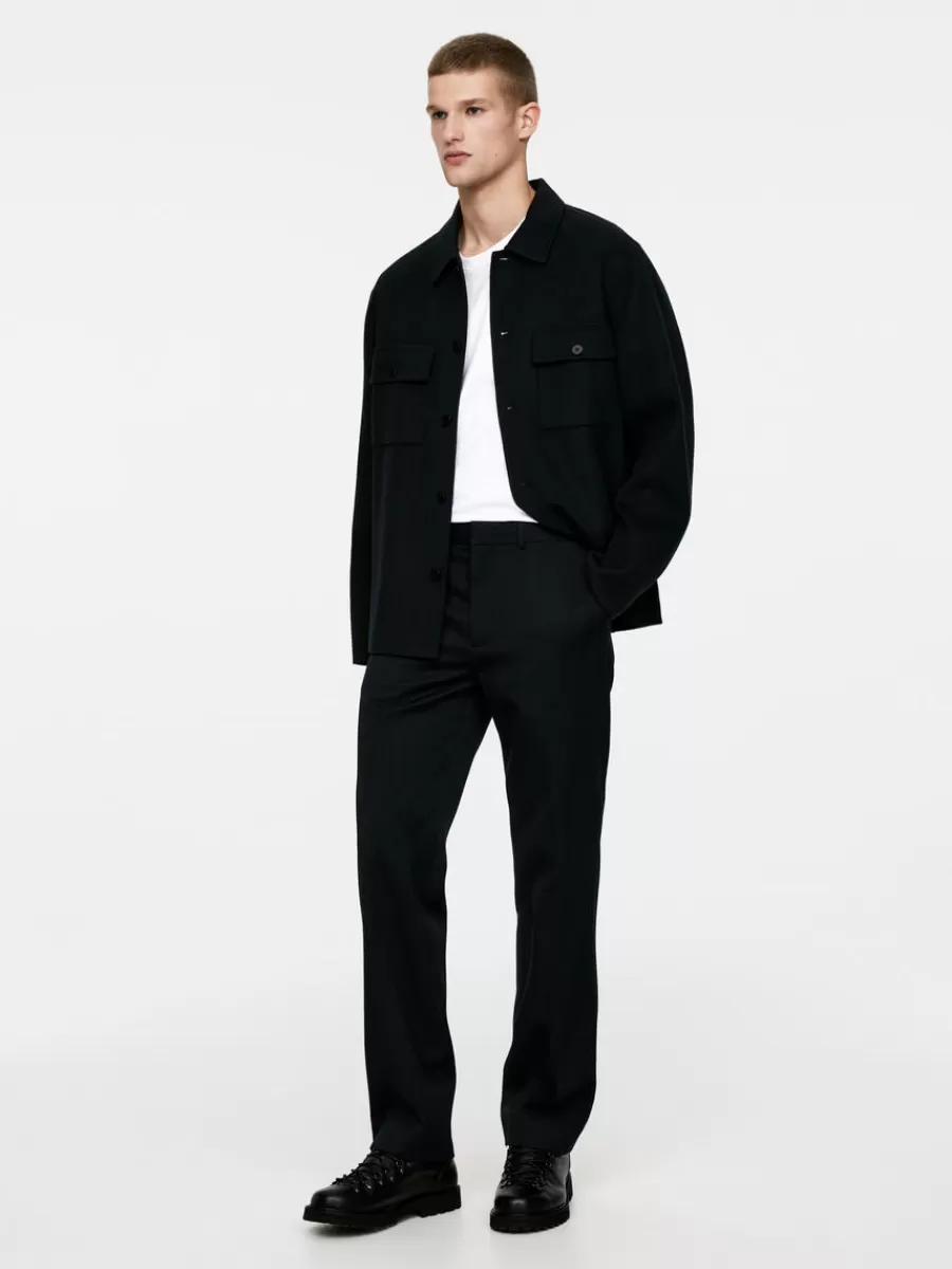 Costumes | Pantalons-ARKET Pantalon en laine et coton Noir
