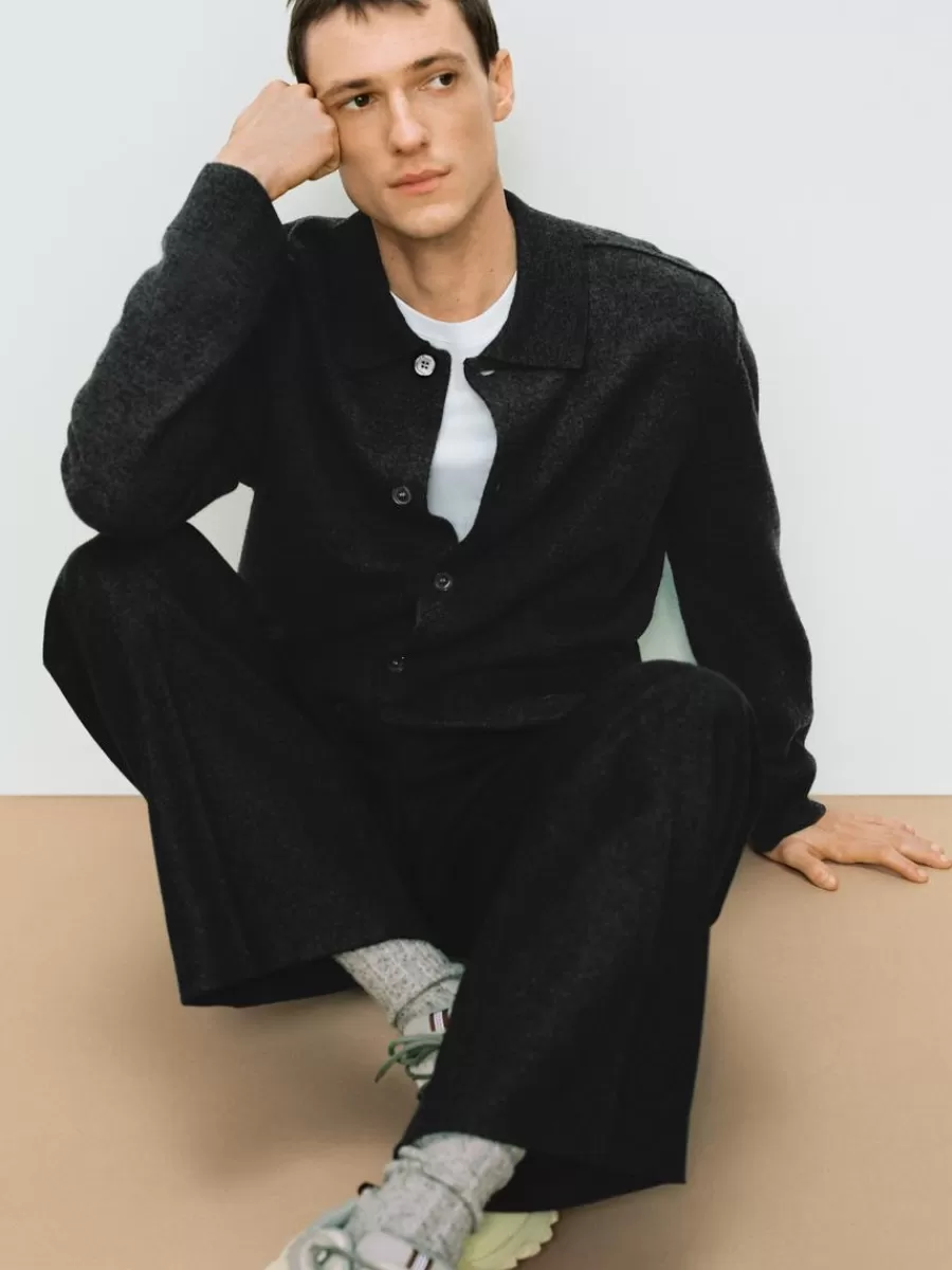 Costumes | Pantalons-ARKET Pantalon en laine et coton Noir