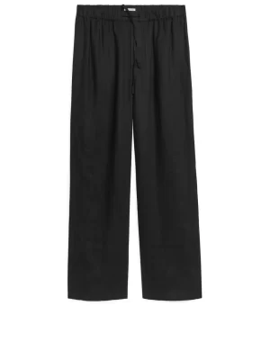 Tenues Décontractées | Pantalons-ARKET Pantalon en lin avec cordon de serrage Noir