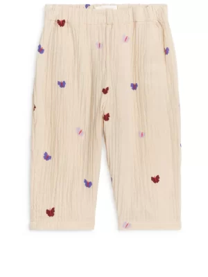 Bas-ARKET Pantalon en mousseline de coton Beige/Papillons