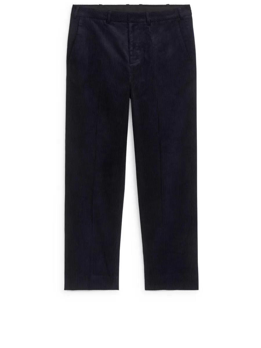 Costumes | Pantalons-ARKET Pantalon en velours côtelé Bleu foncé