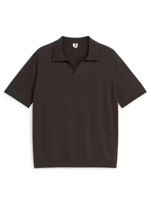 Polos | T-Shirts-ARKET Polo en lin et coton Marron foncé