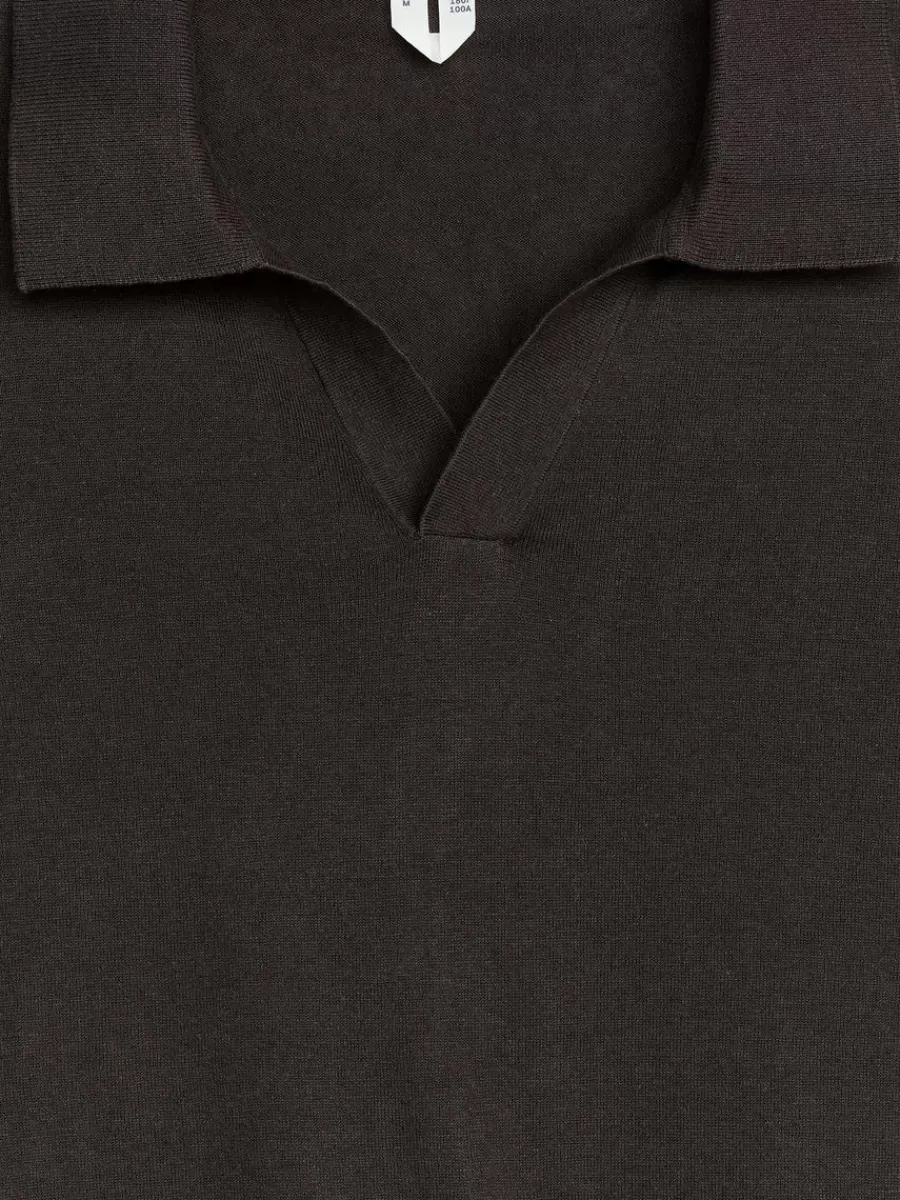 Polos | T-Shirts-ARKET Polo en lin et coton Marron foncé