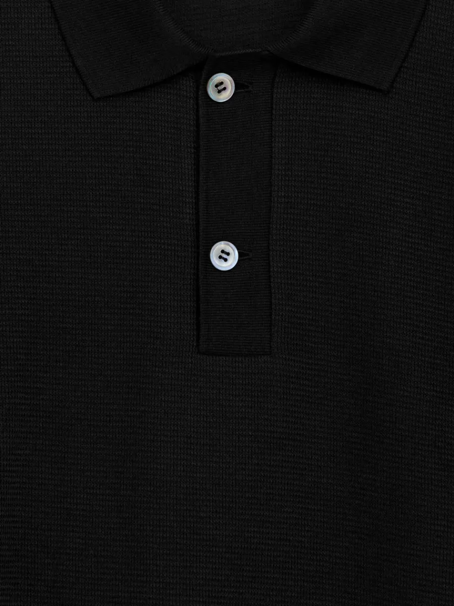 T-Shirts-ARKET Polo texturé Noir