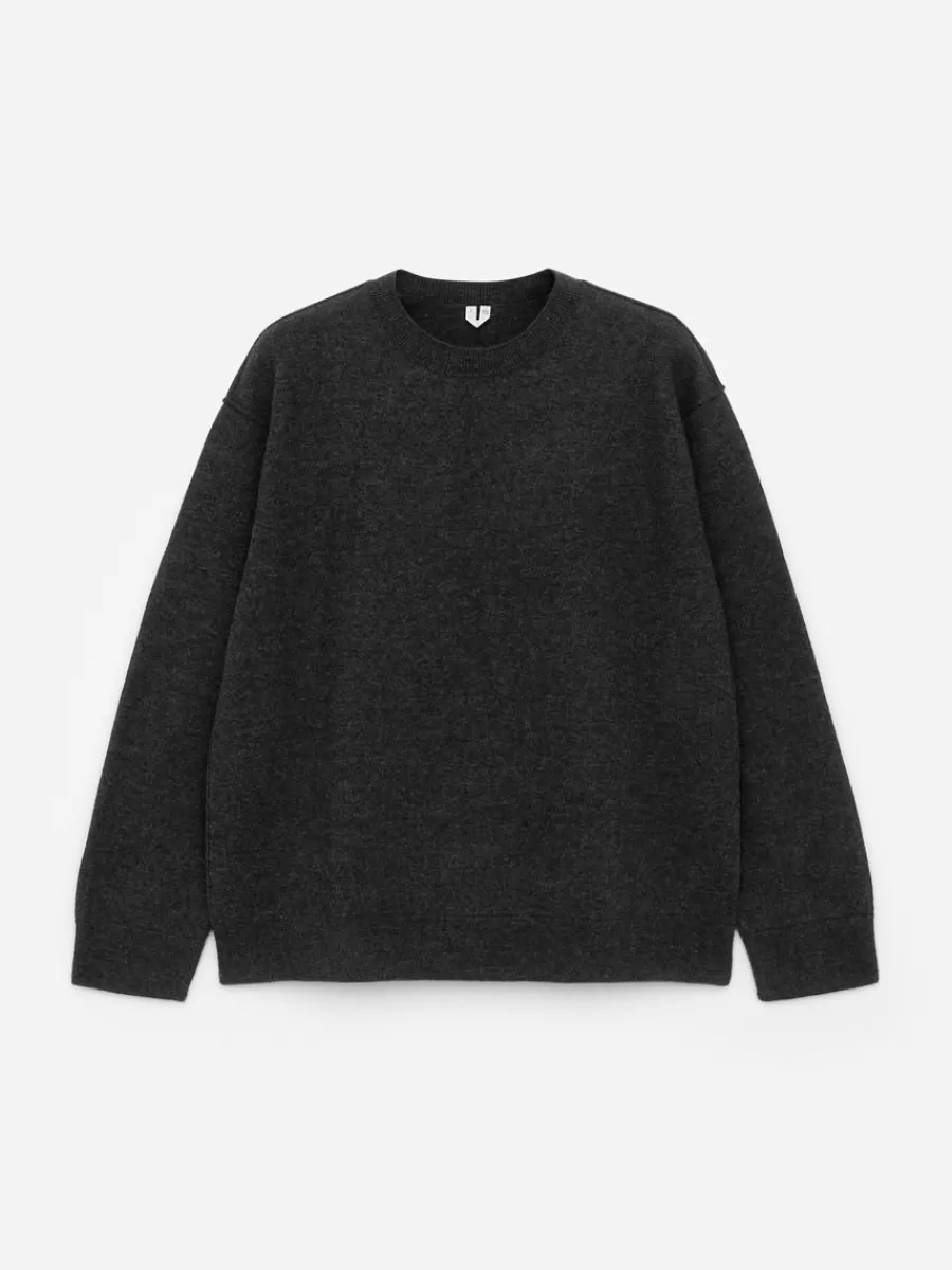 Maille-ARKET Pull à col rond en laine bouillie Gris foncé