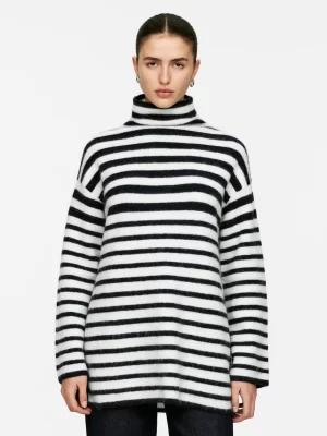 Mailles Et Cardigans-ARKET Pull col cheminée en mélange de laine et d'alpaga Bleu/Écru