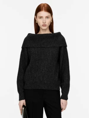 Mailles Et Cardigans-ARKET Pull côtelé aux épaules dénudées Gris foncé