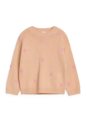 Maille | Maille-ARKET Pull en laine Beige/Points roses