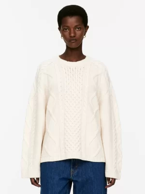 Mailles Et Cardigans-ARKET Pull en laine à mailles torsadées Blanc cassé