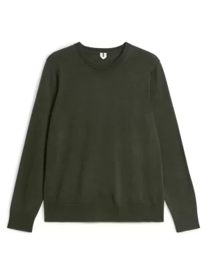 Maille-ARKET Pull en laine mérinos en maille fine Vert foncé