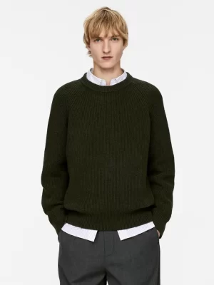 Maille-ARKET Pull en lin et coton Vert foncé