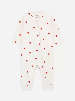 Pyjamas-ARKET Pyjama tout-en-un Blanc cassé/Rouge