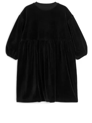 Robes | Robes-ARKET Robe en velours froncée Noir