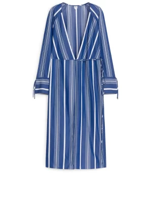 Robes-ARKET Robe portefeuille mi-longue Bleu/Blanc