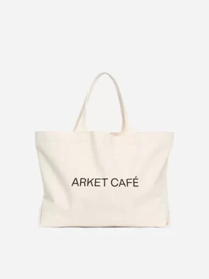 Sacs-ARKET Sac fourre-tout en toile CAFÉ Blanc cassé/Noir