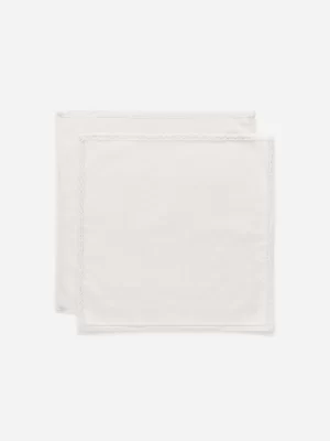 Accessoires De Table-ARKET Set de 2 serviettes de table à bord dentelé Blanc