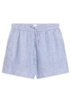 Maillots De Bain | Tenues Décontractées-ARKET Short en lin Blanc/Bleu