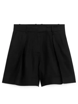 Pantalons-ARKET Short en lin taille haute Noir