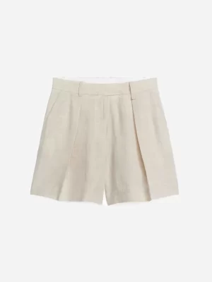 Pantalons-ARKET Short en lin taille haute Beige