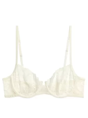 Sous-Vêtements-ARKET Soutien-gorge à armatures en dentelle Blanc cassé