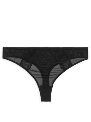 Sous-Vêtements-ARKET String en mesh Noir