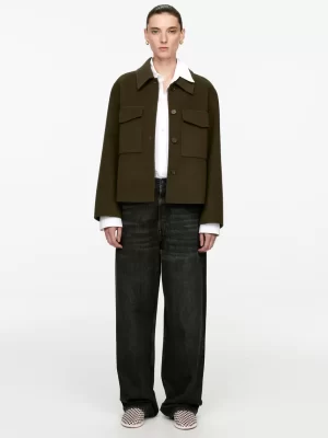 Chemises Et Chemisiers-ARKET Surchemise en laine double face Vert kaki