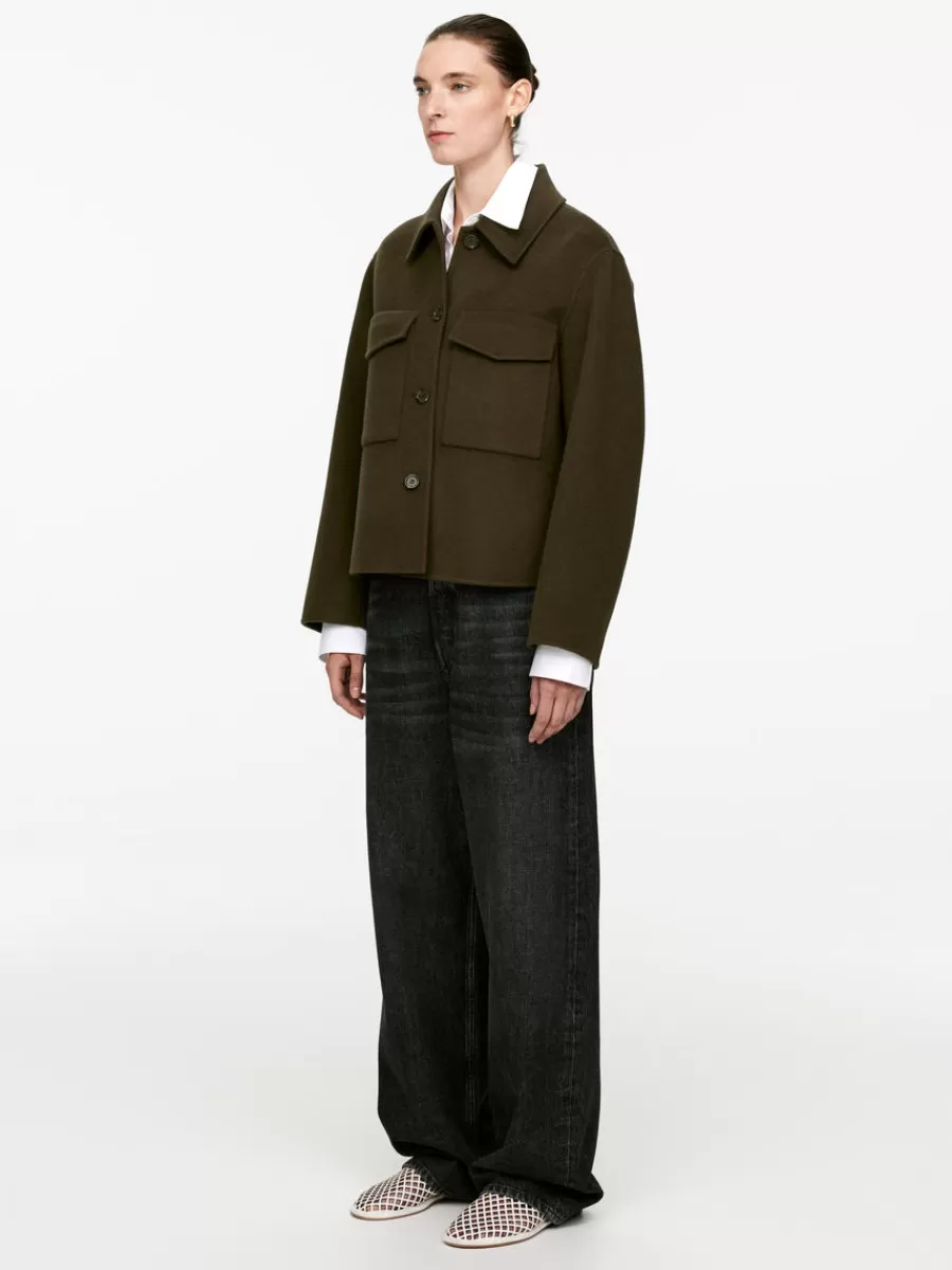 Chemises Et Chemisiers-ARKET Surchemise en laine double face Vert kaki