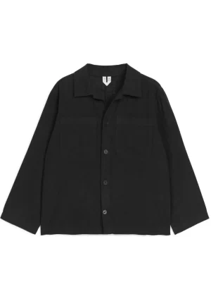 Hauts | Chemises-ARKET Surchemise en lin et coton Noir