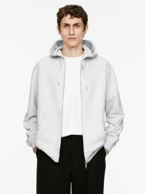 Sweats Et Pulls À Capuche-ARKET Sweat à capuche décontracté avec fermeture éclair Gris chiné