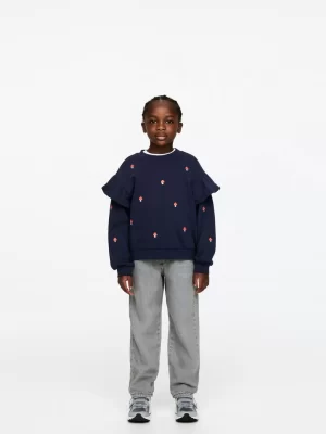 Hauts | Sweats-ARKET Sweat à volants Bleu foncé/Champignons