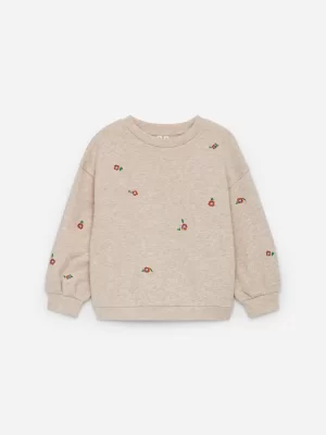 Hauts | Sweats-ARKET Sweat brodé Beige/Fleurs