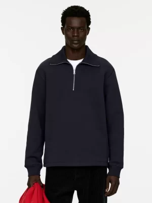 Sweats Et Pulls À Capuche-ARKET Sweat demi-zippé Bleu foncé