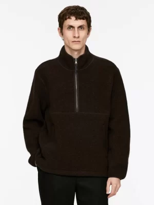 Vêtements De Sport | Sweats Et Pulls À Capuche-ARKET Sweat demi-zippé en laine mélangée Marron