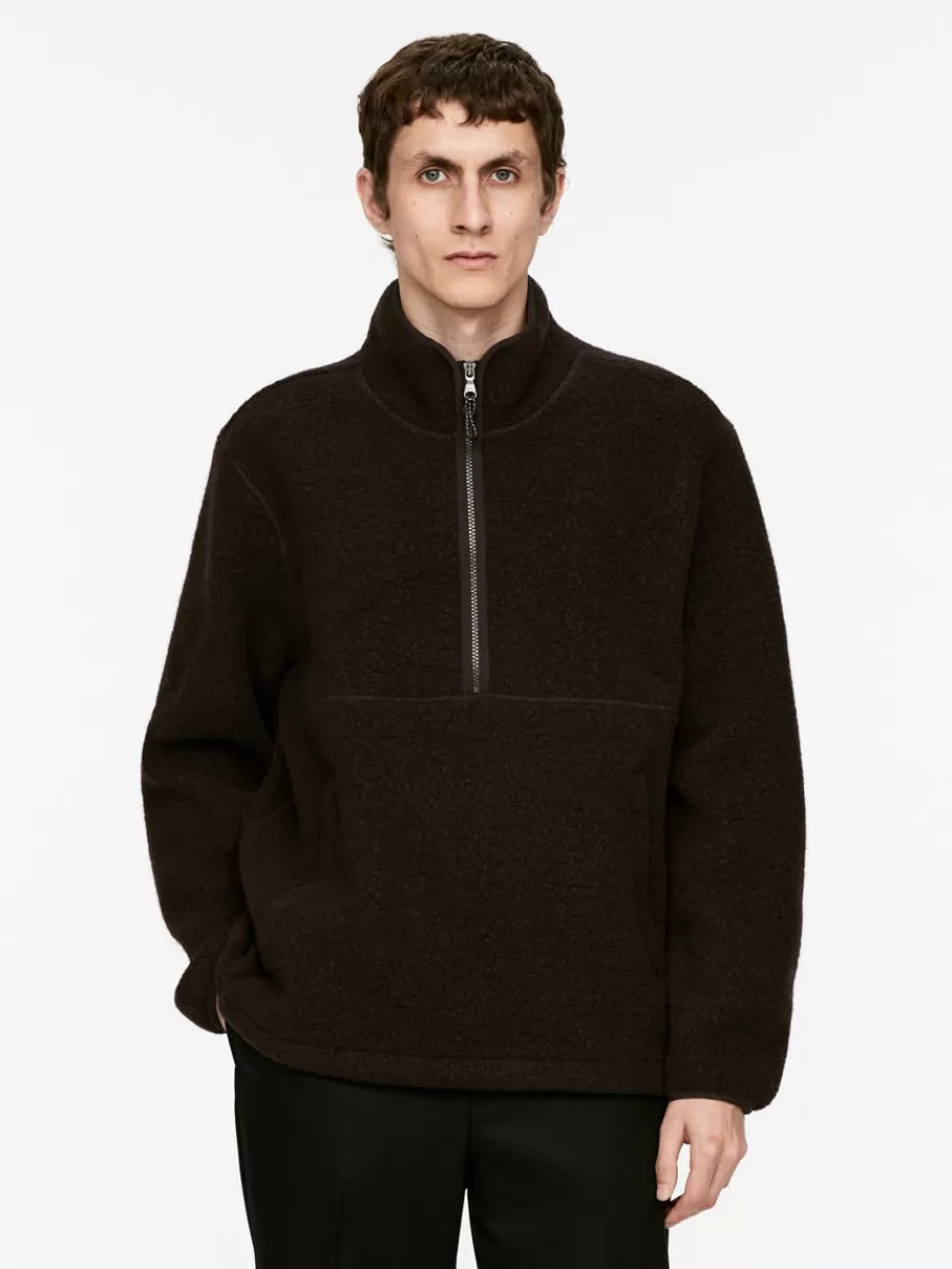 Vêtements De Sport | Sweats Et Pulls À Capuche-ARKET Sweat demi-zippé en laine mélangée Marron
